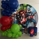 Avenger backdrop balloon garland
